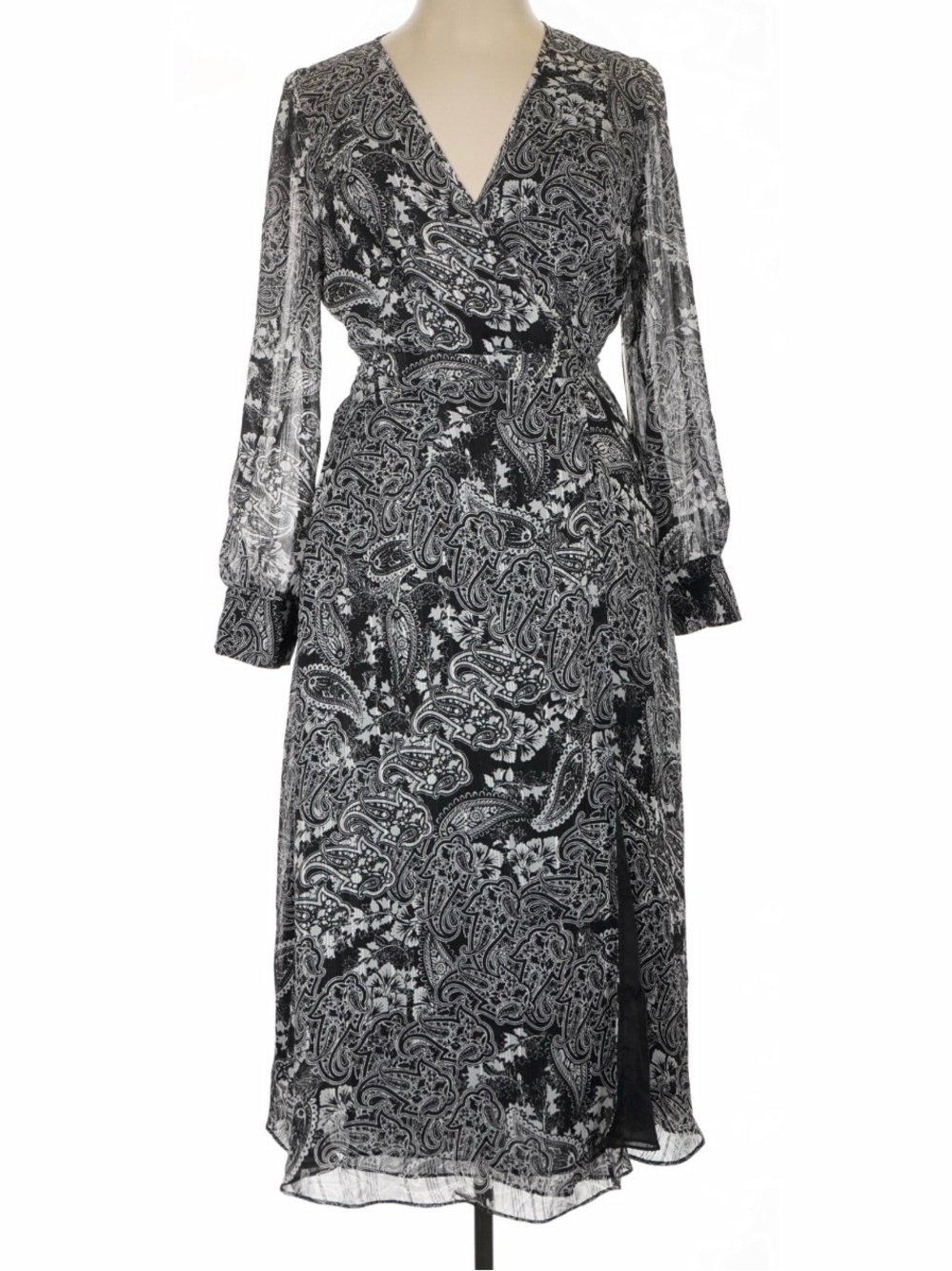 Lulu's Black & White Paisley Wrap Dress